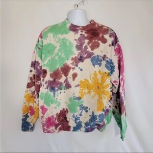 KkCo 100% Cotton Multicolor Tie Dye Crewneck Sweatshirt Mens Unisex Large L